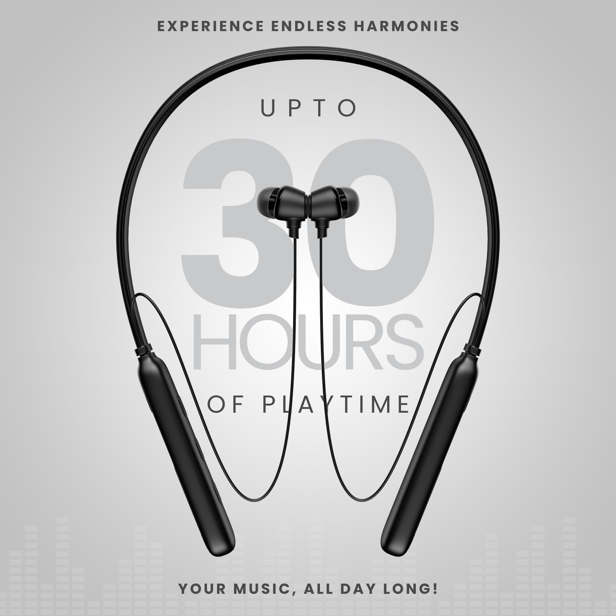 OOGE Tune 8 Neckband Bluetooth Earphones 30 Hours Playtime Deep Bass Type-C Fast Charge Sweat Resistant Magnetic Eartips Sound Pulse Mic Satin Black