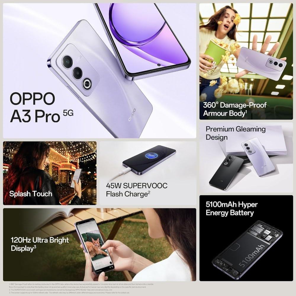Oppo A3 Pro 5G Moonlight Purple 8Gb Ram 128Gb Storage