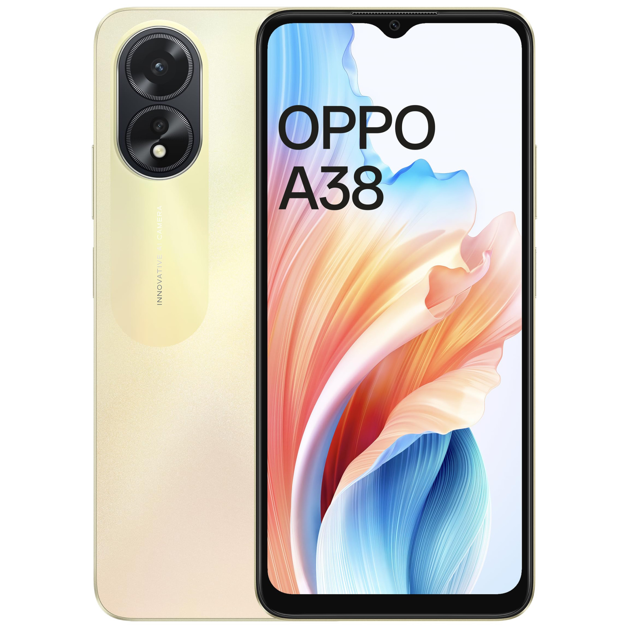 Oppo A38 Glowing Gold 4GB RAM 128GB Storage 5000 mAh Battery and 33W SUPERVOOC 656 HD 90Hz Waterdrop Display 50MP Rear AI Camera with No Cost EMIAdditional Exchange Offers
