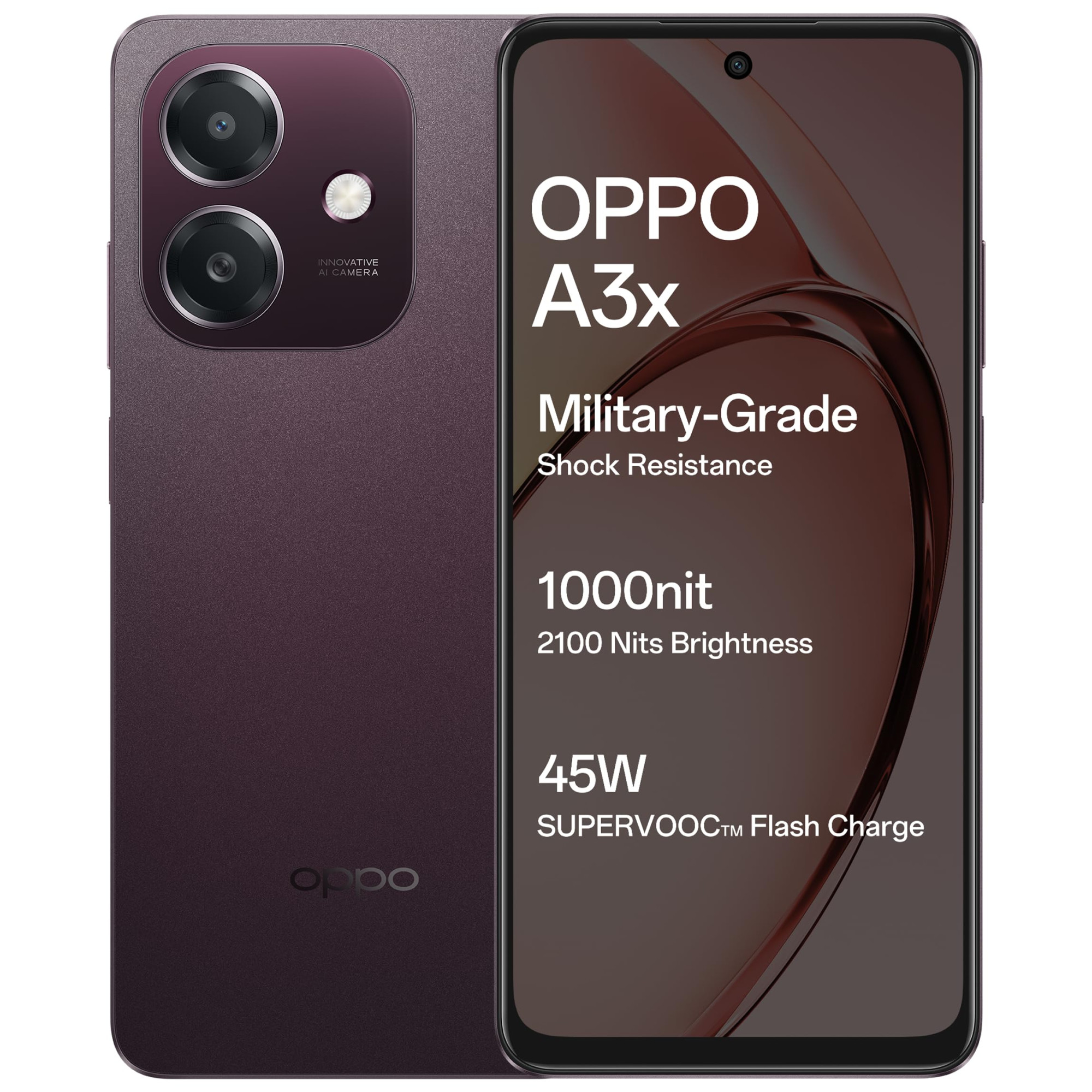 OPPO A3X 4G Nebula Red 4GB RAM 128GB Storage with No Cost EMIAdditional Exchange Offers