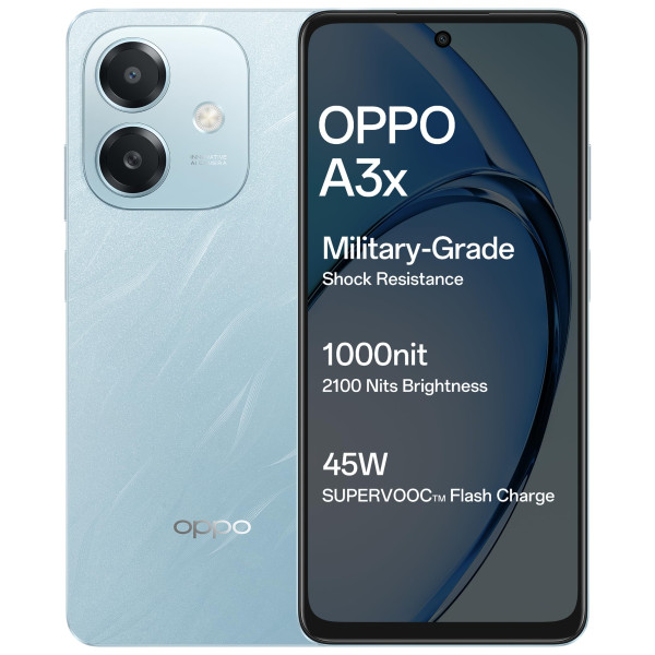 Image of OPPO A3X 4G (Ocean Blue, 4GB RAM, 64GB Storage) with Offer