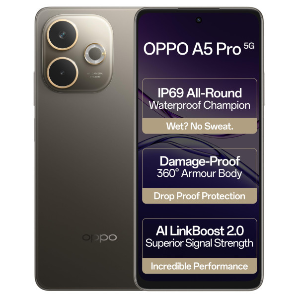 Image of OPPO A5 Pro 5G (Mocha Brown, 8GB RAM, 128GB Storage)|6.67” HD+ 120Hz Refresh Rate Screen | 45W SUPERVOOC|with No Cost EMI/Additional Exchange Offers
