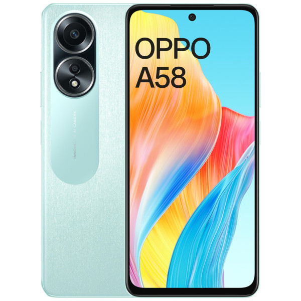 Image of Oppo A58 (Dazzling Green, 6GB RAM, 128GB Storage) | 5000 mAh Battery and 33W SUPERVOOC | 6.72" FHD+ Punch Hole Display | Dual Stereo Speakers with No Cost EMI/Additional Exchange Offers