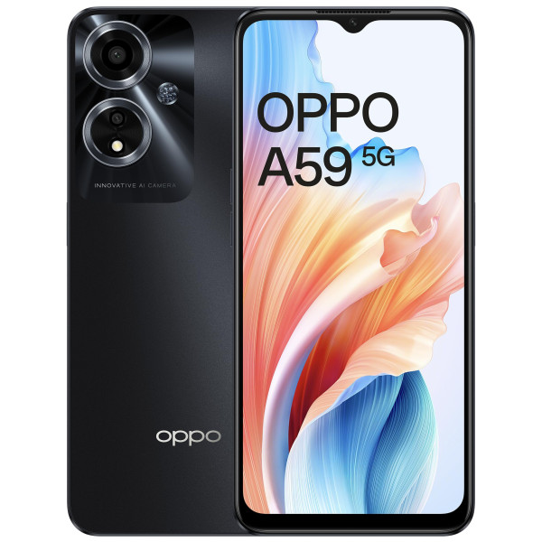 Image of Oppo A59 5G (Starry Black, 4GB RAM, 128GB Storage) | 5000 mAh Battery with 33W SUPERVOOC Charger | 6.56" HD+ 90Hz Display | with No Cost EMI/Additional Exchange Offers