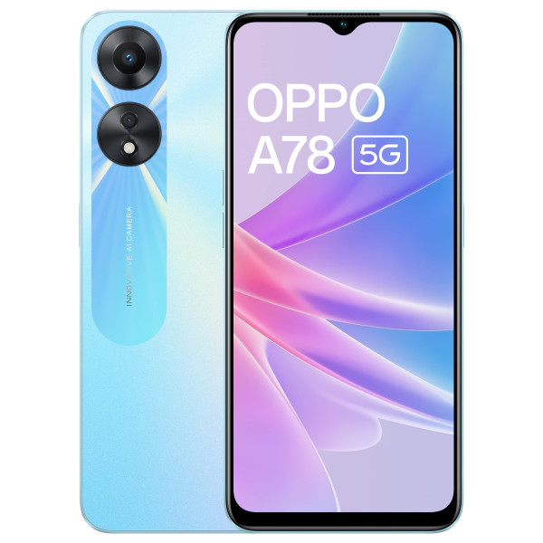 Image of Oppo A78 5G (Glowing Blue, 8GB RAM, 128 Storage) | 5000 mAh Battery with 33W SUPERVOOC Charger| 50MP AI Camera | 90Hz Refresh Rate | with No Cost EMI/Additional Exchange Offers