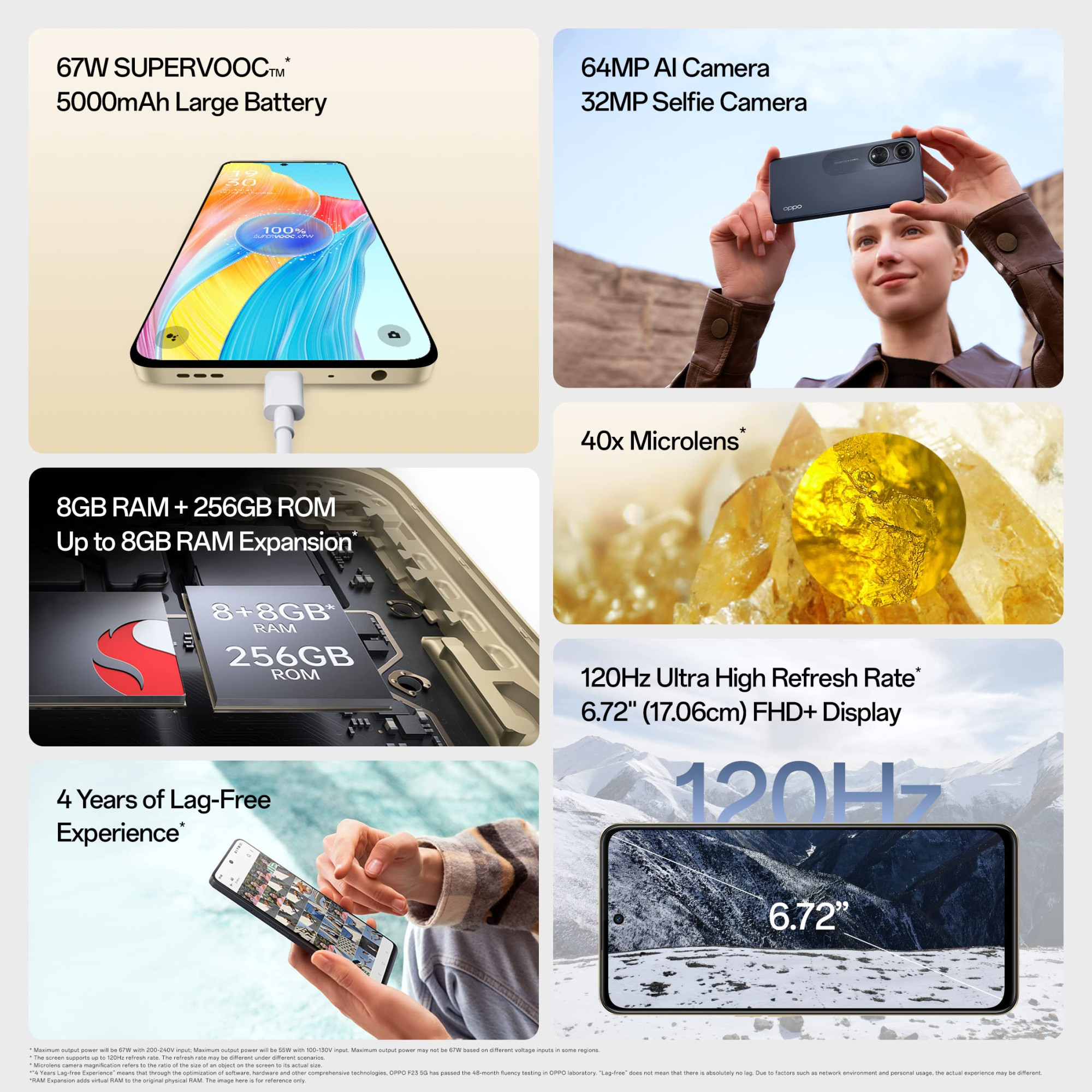 Oppo F23 5G Cool Black 8GB RAM 256GB Storage 5000 mAh Battery with 67W SUPERVOOC Charger 64MP Rear Triple AI Camera with Microlens 672 FHD 120Hz Display with Offer