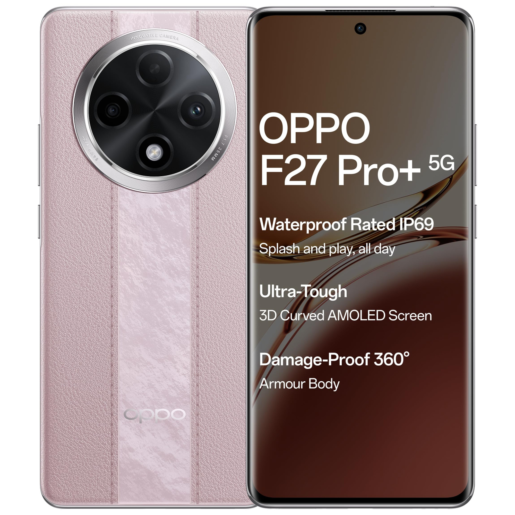 OPPO F27 Pro 5G Dusk Pink 8GB RAM 256GB Storage 67 FHD AMOLED Toughest 3D Curved Display64MP AI Featured CameraIP69 67W SUPERVOOC with No Cost EMIAdditional Exchange Offers