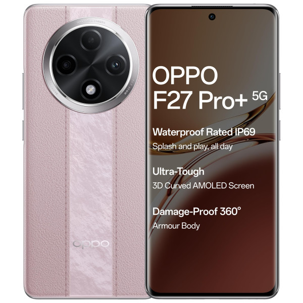 Image of OPPO F27 Pro+ 5G (Dusk Pink, 8GB RAM, 256GB Storage)| 6.7" FHD+ AMOLED Toughest 3D Curved Display|64MP AI Featured Camera|IP69 | 67W SUPERVOOC| with No Cost EMI/Additional Exchange Offers
