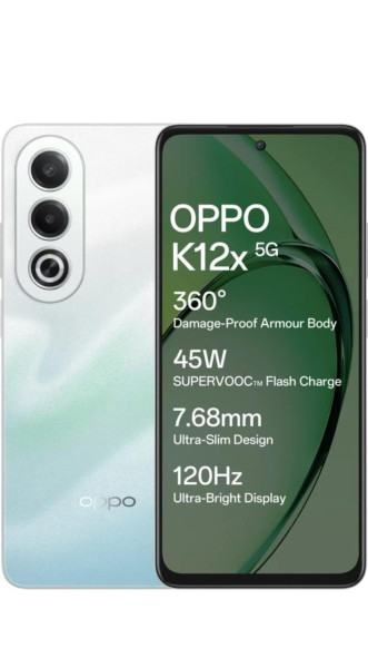 Image of Oppo K12x 5G with 45W SUPERVOOC Charger in-The-Box (Breeze Blue, 128 GB) (6 GB RAM)