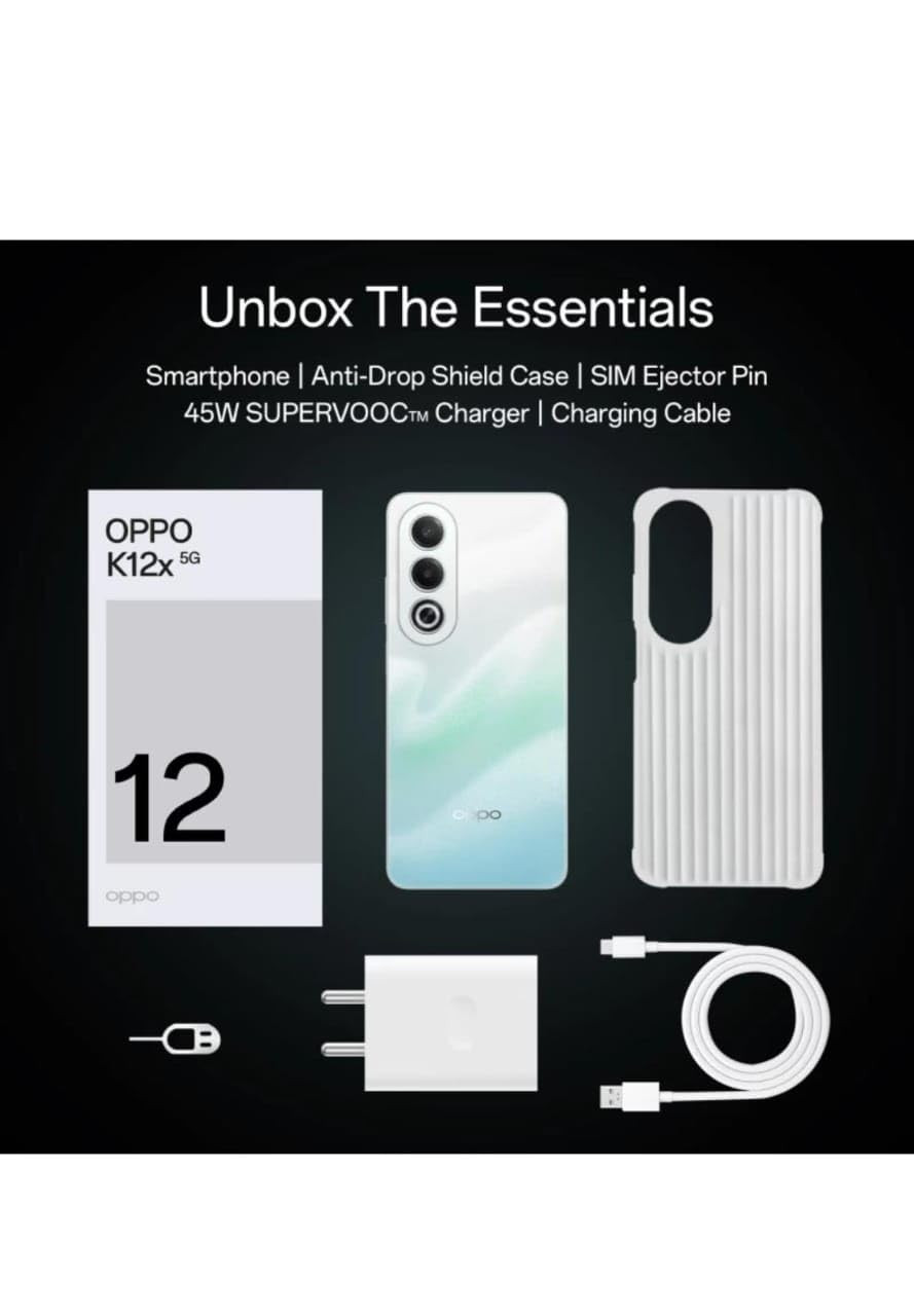Oppo K12x 5G with 45W SUPERVOOC Charger in-The-Box Breeze Blue 128 GB 6 GB RAM