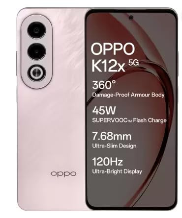Oppo K12x 5G with 45W SUPERVOOC Charger in-The-Box Feather Pink 128 GB 6 GB RAM