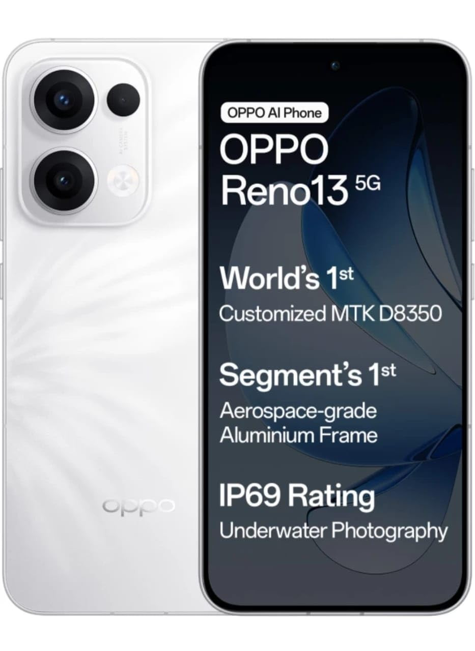 OPPO Reno13 5G Ivory White8 GB RAM 128 GB Storage with No Cost EMIAdditional Exchange Offers
