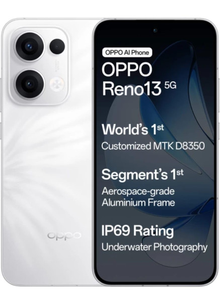 Image of OPPO Reno13 5G (Ivory White,8 GB RAM, 128 GB Storage) with No Cost EMI/Additional Exchange Offers