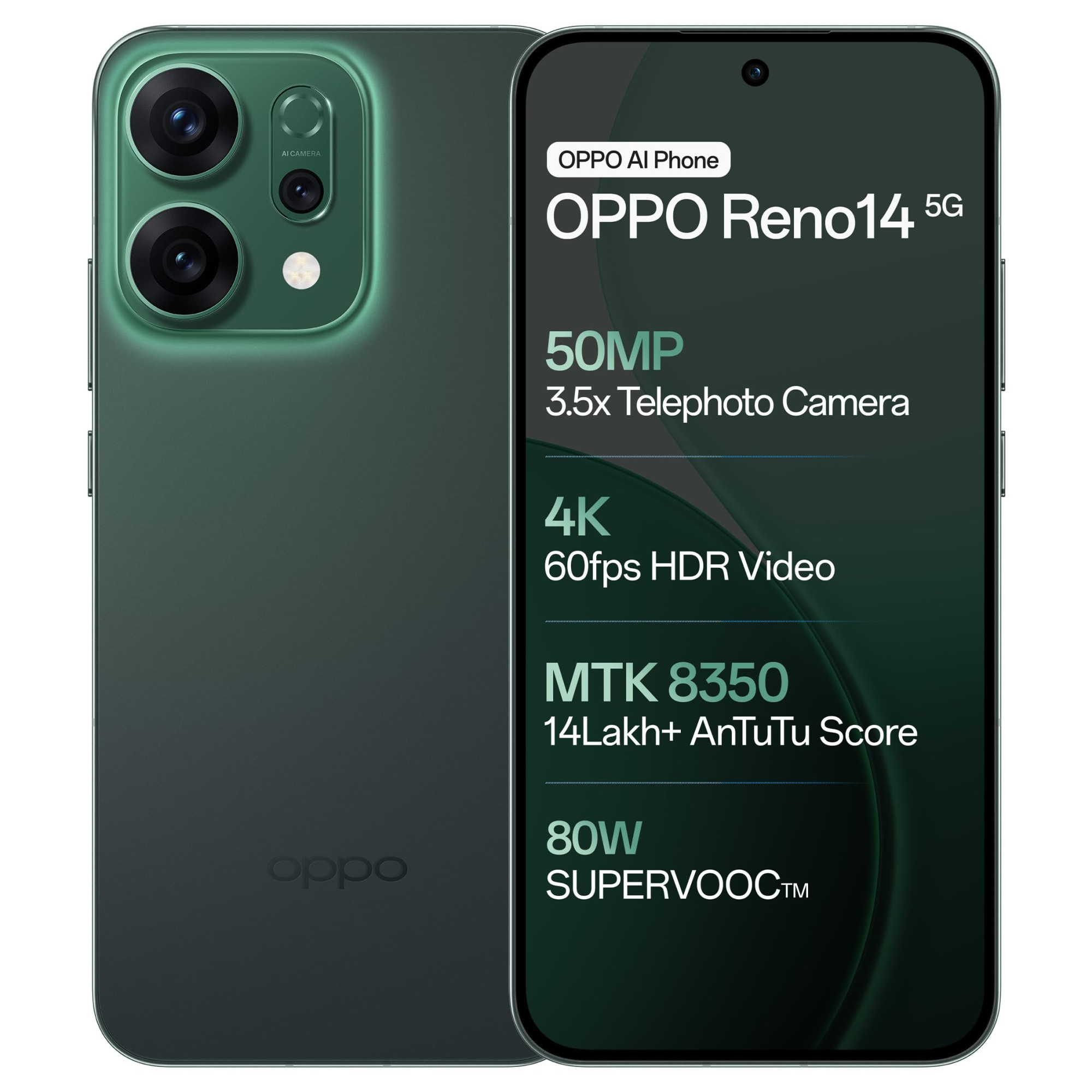 OPPO Reno14 5G Forest Green 12GB RAM 256GB Storage