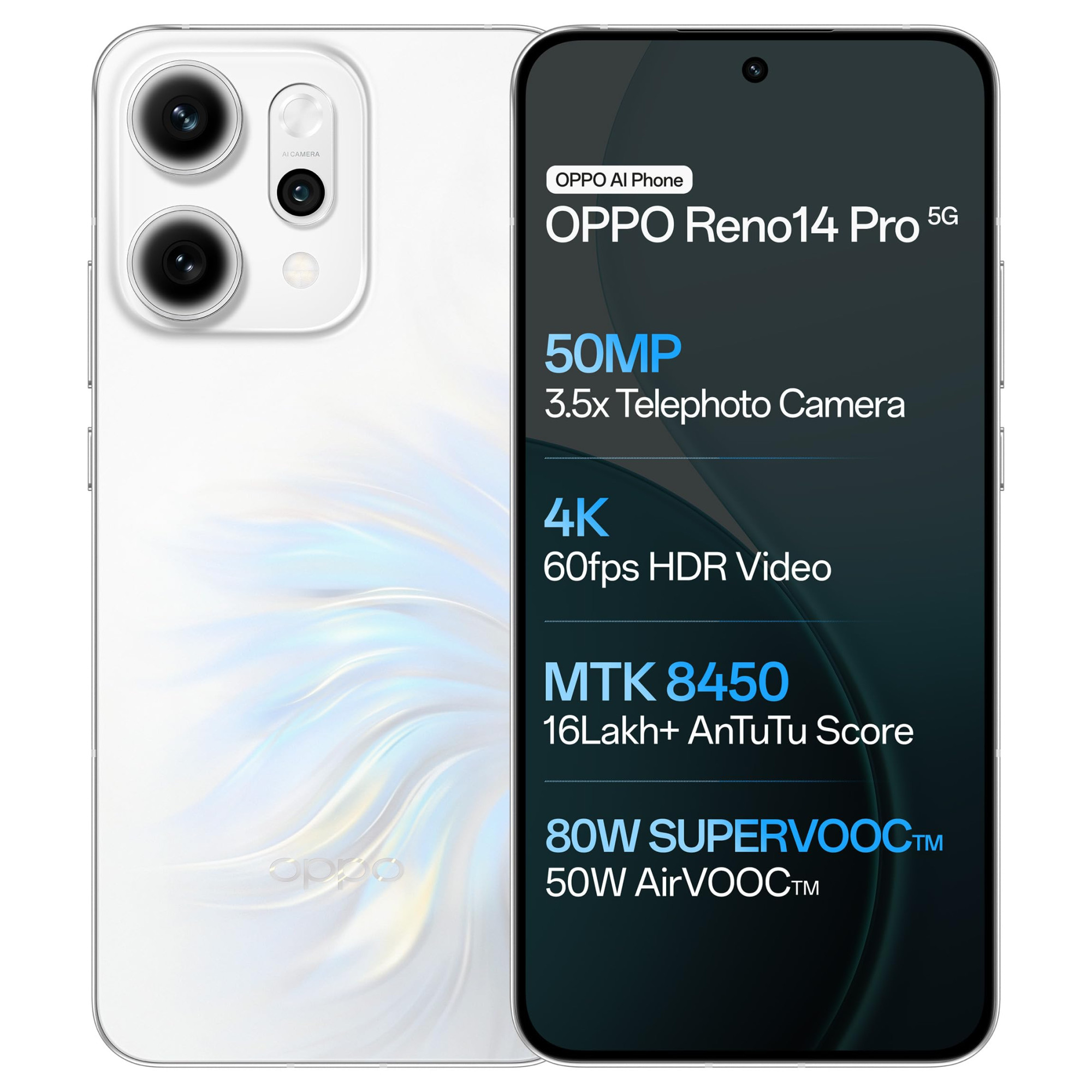 OPPO Reno14Pro 5G Pearl White 12GB RAM 512GB Storage