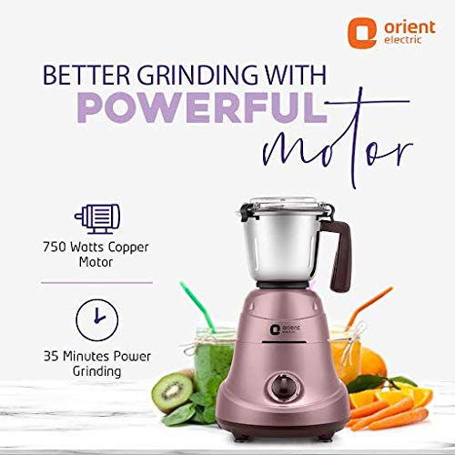 Orient Electric 750W Mixer Grinder with 3 Jars Metallic Pink large