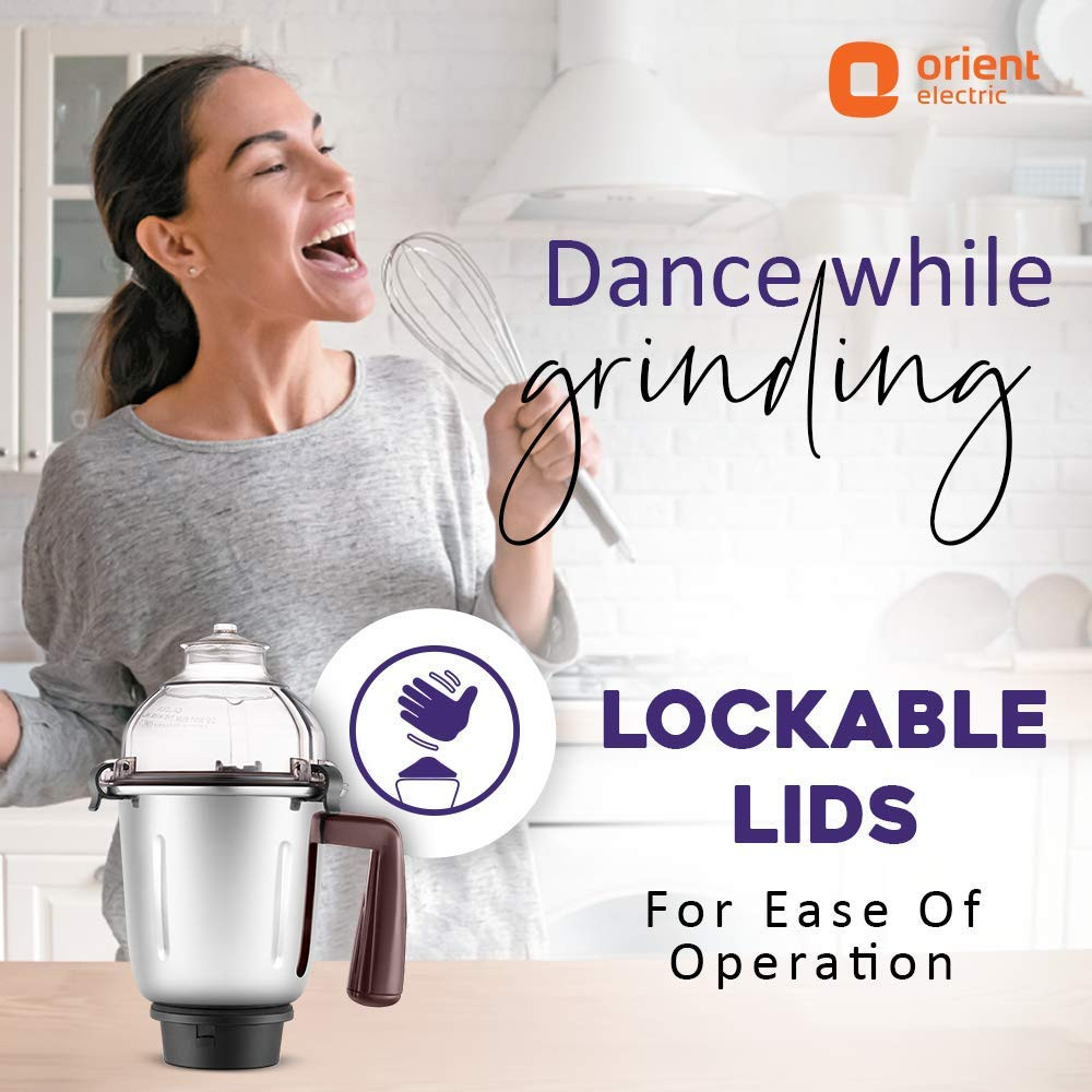 Orient Electric 750W Mixer Grinder with 3 Jars Metallic Pink large