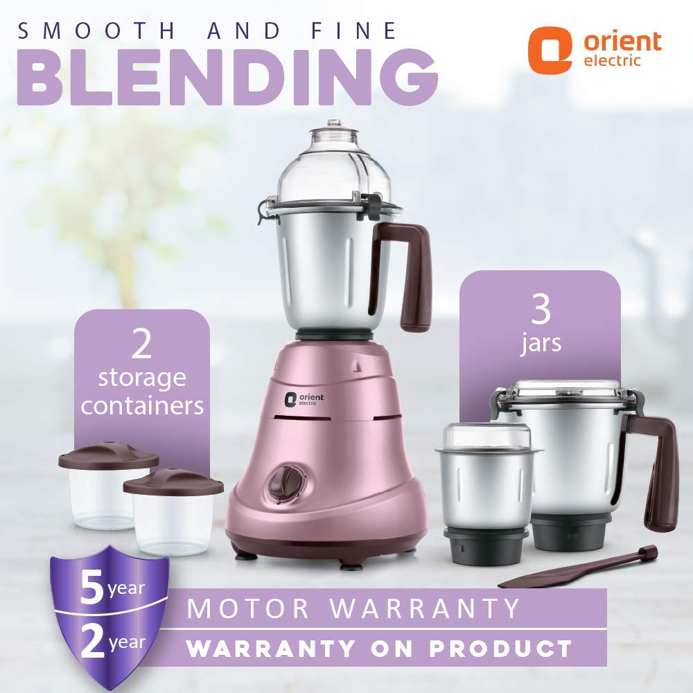 Orient Electric 750W Mixer Grinder with 3 Jars Metallic Pink large