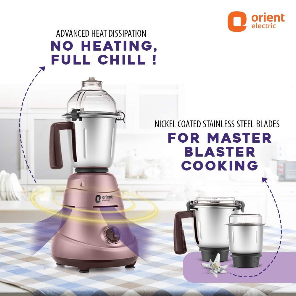 Orient Electric 750W Mixer Grinder with 3 Jars Metallic Pink large