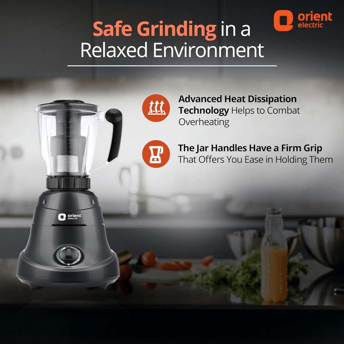 Orient Electric 750W Mixer Grinder with Juicer Super Power 750 MGSP75B4 4 jar with 3 SS Jars and 1 PC juicing jar with Seive Longer Life Balanced Coil Motor 5 Years Motor Warranty