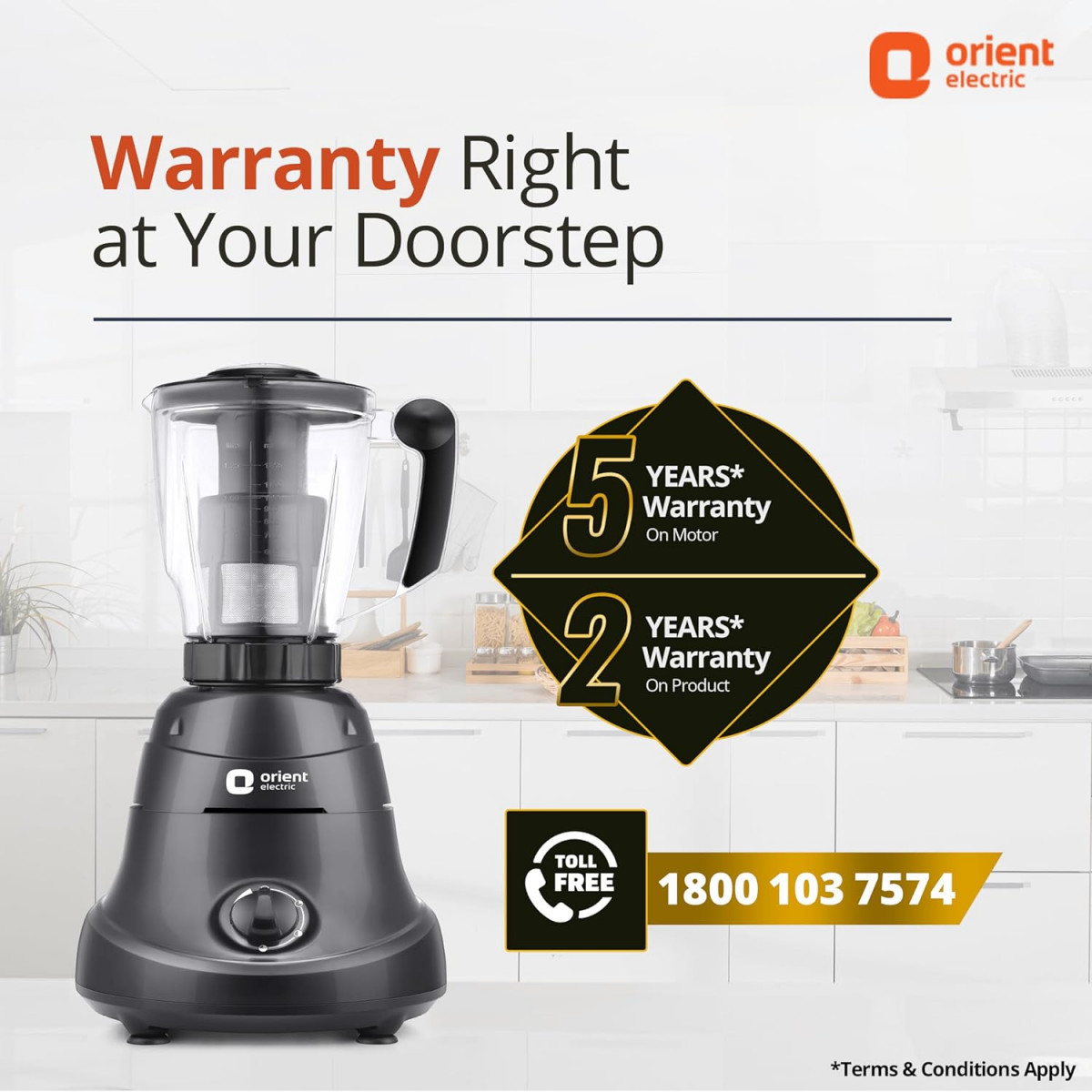 Orient Electric 750W Mixer Grinder with Juicer Super Power 750 MGSP75B4 4 jar with 3 SS Jars and 1 PC juicing jar with Seive Longer Life Balanced Coil Motor 5 Years Motor Warranty