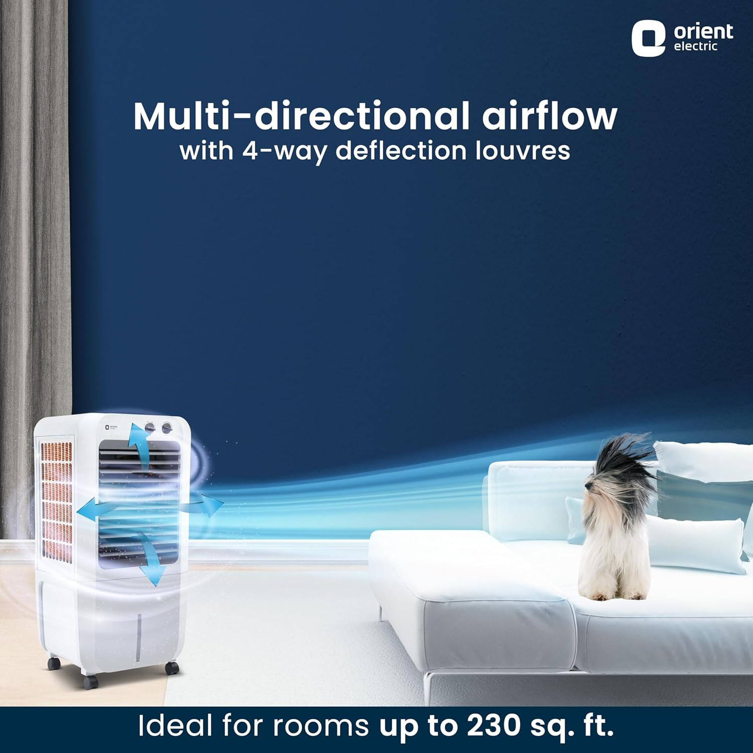 Orient Electric Aeroquid 46L Personal Cooler 8m Air Throw Distance 150W Power Consumption 4 Way Cooling 1 Year Product Warranty White