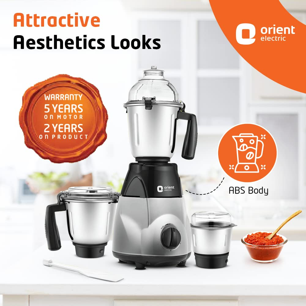 Orient Electric Chefspecial 1200W 3 jar Mixer Grinder MGCS120G3Black Silver