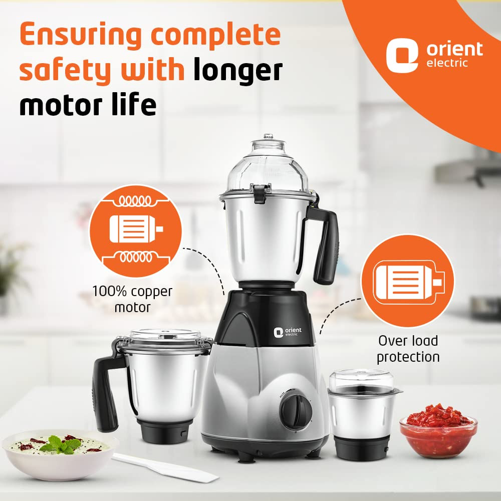 Orient Electric Chefspecial 1200W 3 jar Mixer Grinder MGCS120G3Black Silver