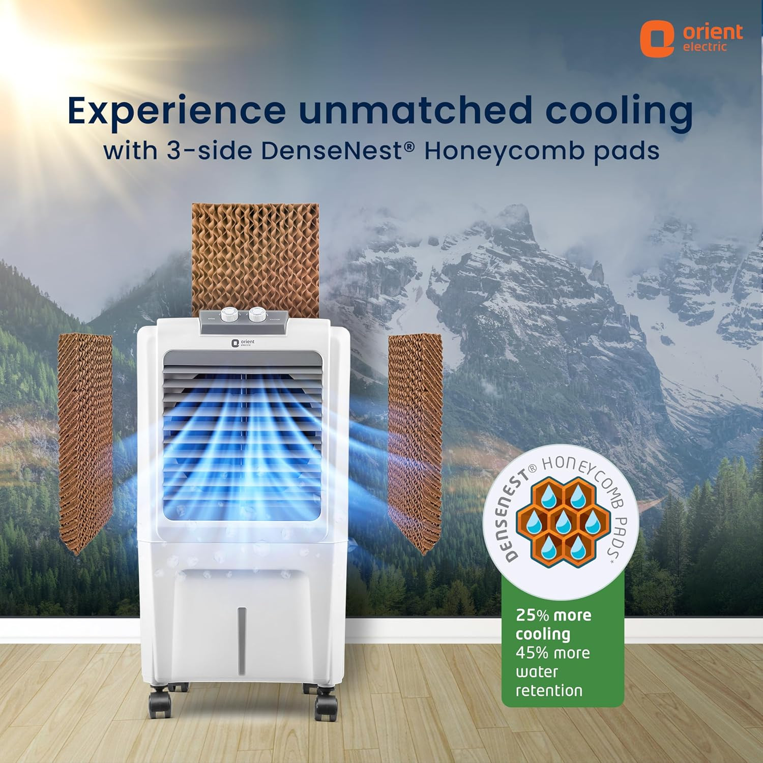 Orient Electric Durachill 40 L Portable Air Cooler For Home Densenest Honeycomb Pads 17 More Air Delivery Fully Collapsible Louvers Inverter Compatible Air Cooler For Room White Grey