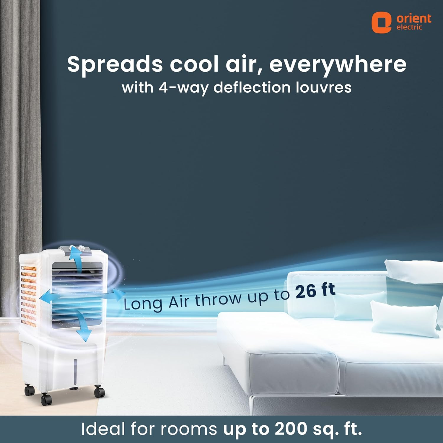 Orient Electric Durachill 40 L Portable Air Cooler For Home Densenest Honeycomb Pads 17 More Air Delivery Fully Collapsible Louvers Inverter Compatible Air Cooler For Room White Grey