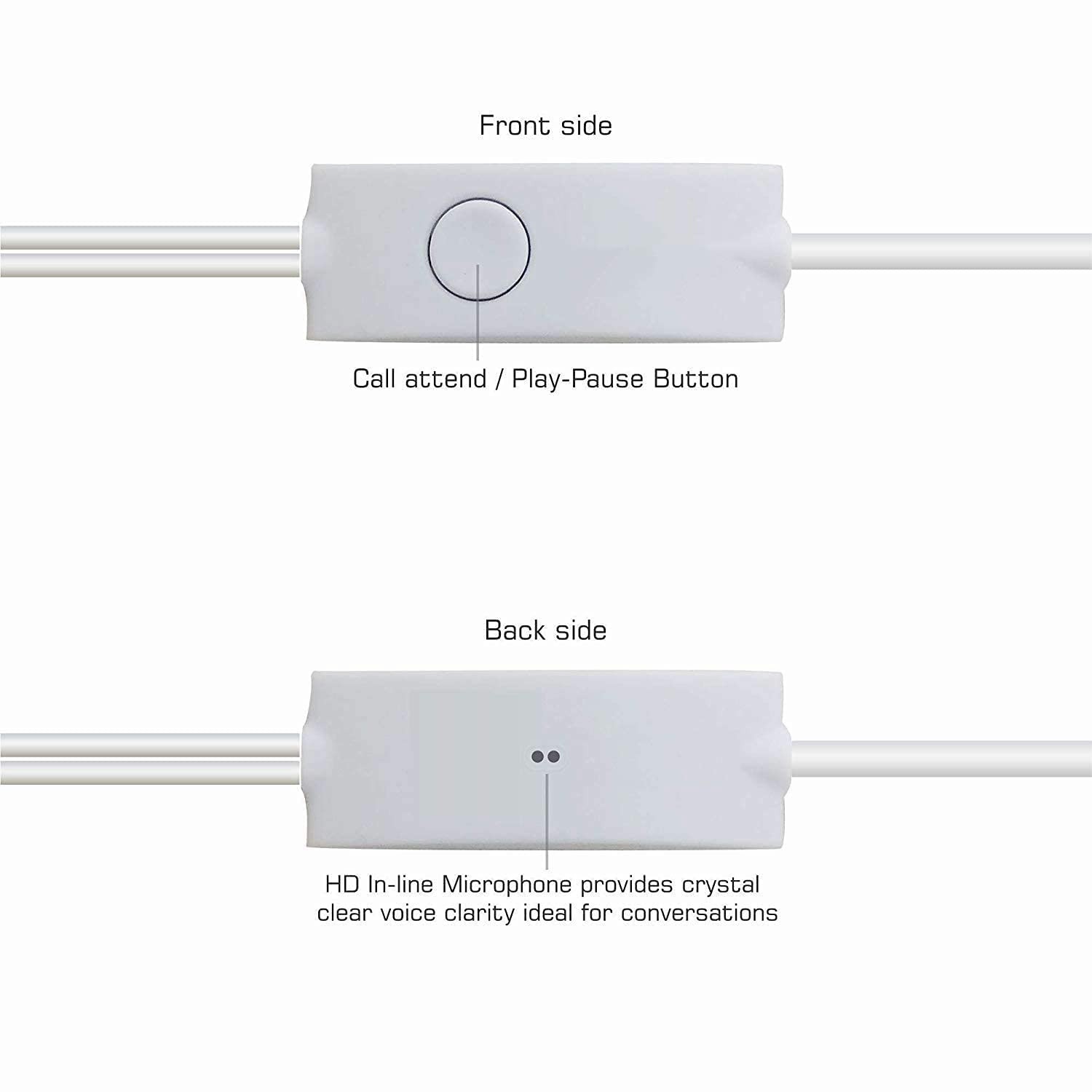 Original-Galaxy Wired Earphones for All Samsung Smartphones with Mic Pure Bass Sound One Button Multi-Functional Remote Comfort fit 6 Months Warranty White