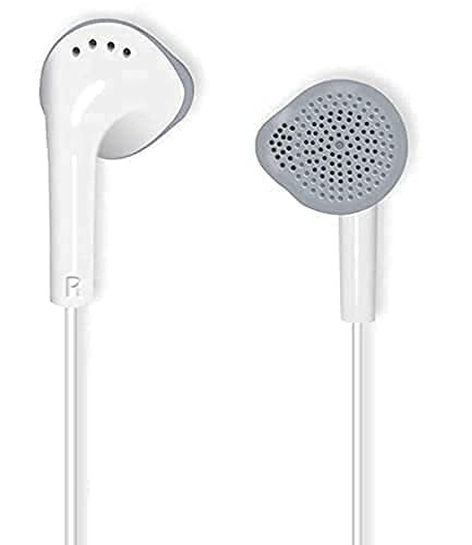 Original-Galaxy Wired Earphones for All Samsung Smartphones with Mic Pure Bass Sound One Button Multi-Functional Remote Comfort fit 6 Months Warranty White