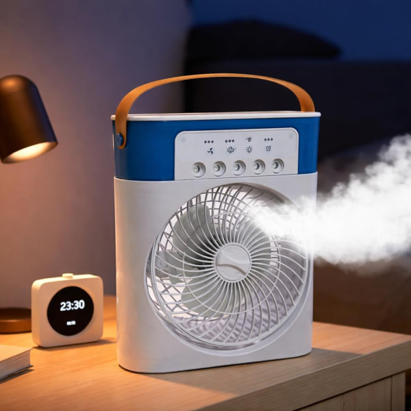 Image of Osring By Home Cube Portable Air Cooler Fan with Mist Spray, USB Powered Desktop Portable Cooling Fan, 60° Adjustable Mini Evaporative Cooler with Timer for Home, Camping, Office, Bedroom, Desk