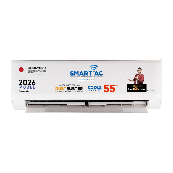 Image of Panasonic 1.5 Ton 3 Star Premium Wi-Fi Inverter Smart Split AC (Matter/MirAIe, AI, DustBuster, 55°C Oper., Copper Condenser, 8in1 Convertible, 2-Way, PM0.1 Filter, CS/CU-SU18BKY3W, 2026 Model, White)