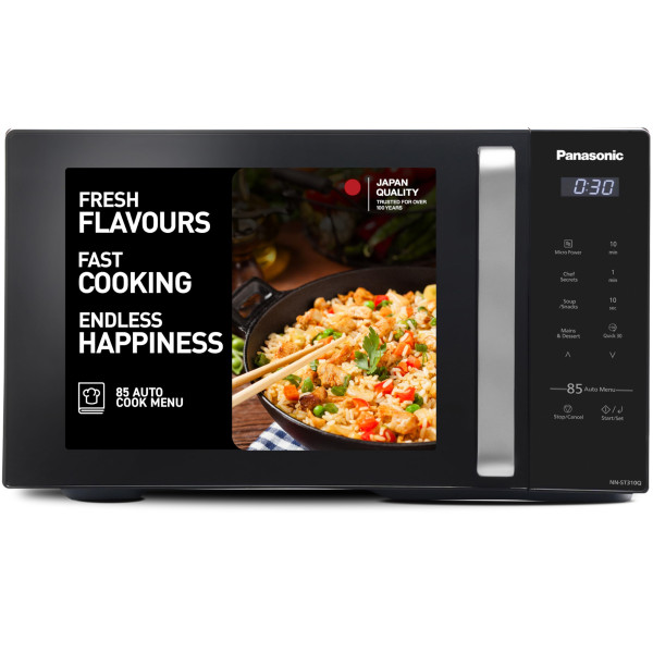 Image of Panasonic 25L Solo Microwave Oven (NN-ST310QBFG, Black, 85 Auto Cook Menus)