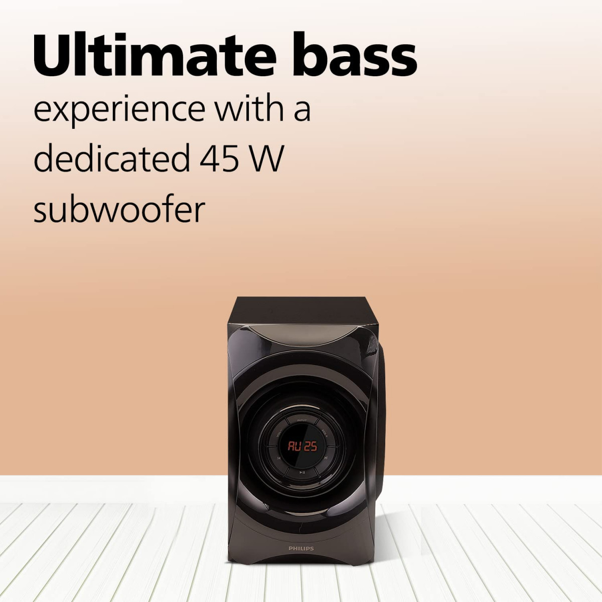 Philips Audio SPA8000B94 51 Channel Multimedia Speaker System with Bluetooth 5x15W Satellite Speakers LED Display Robust Design Matte Finish Black