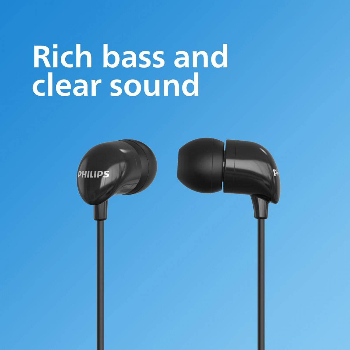 Philips Audio TAE1126 Wired in Ear Earphones with mic 10 mm Driver Powerful bass and Clear Sound Black