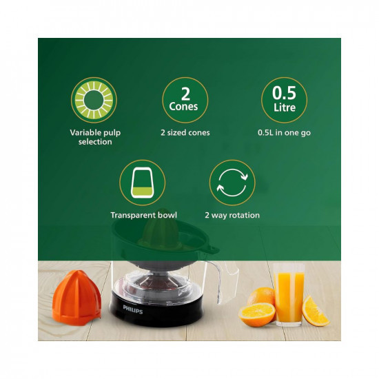PHILIPS Citrus Press Juicer HR278800 Black Transparent Medium