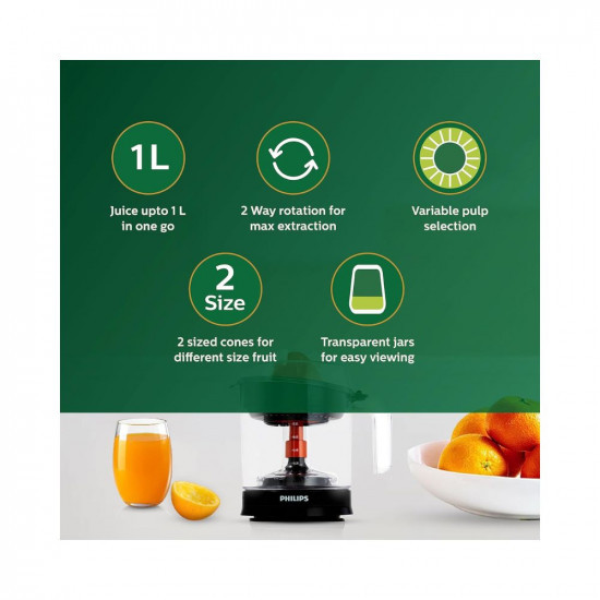 PHILIPS Citrus Press Juicer HR279900 Black Transparent Large