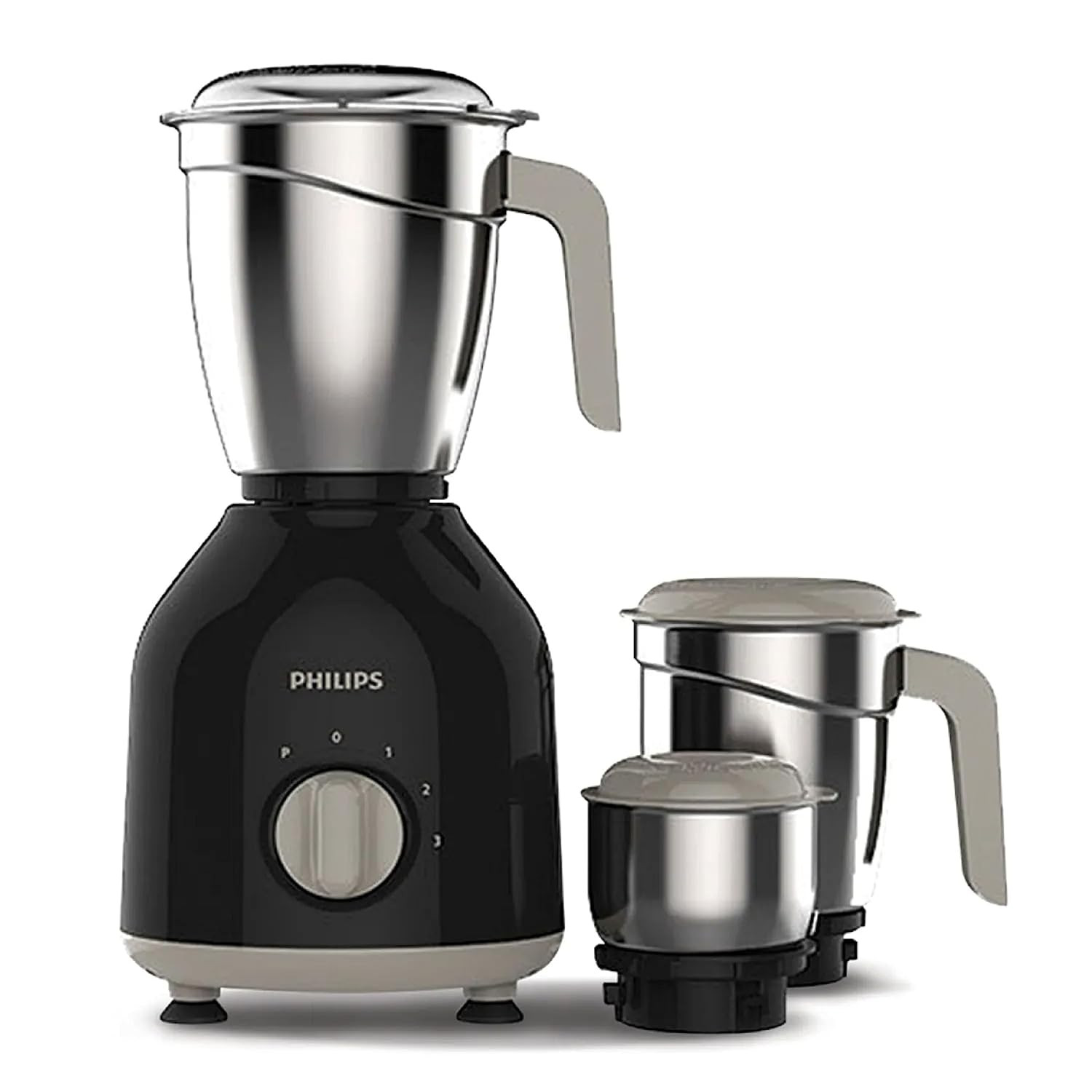 Philips HL7756 Mixer Grinder 750 watt with 3 Stainless Steel Jars 25 mins Continuous Grinding Mixer Grinder for Kitchen with 3 Speed Control Pulse Function Black