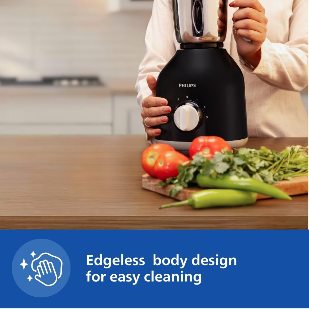 Philips HL7756 Mixer Grinder 750 watt with 3 Stainless Steel Jars 25 mins Continuous Grinding Mixer Grinder for Kitchen with 3 Speed Control Pulse Function Black