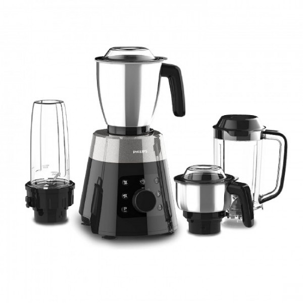 Image of PHILIPS HL7777/00 Mixer Grinder, 750W, 4 Jars, Smart One-Touch Mode, 50%* Reduction in sound power, Digital Interface, Intelli-speed Technology for Pre-Set cooking, Soft Sound Technology, Metallic Silver and Bold Black, Large