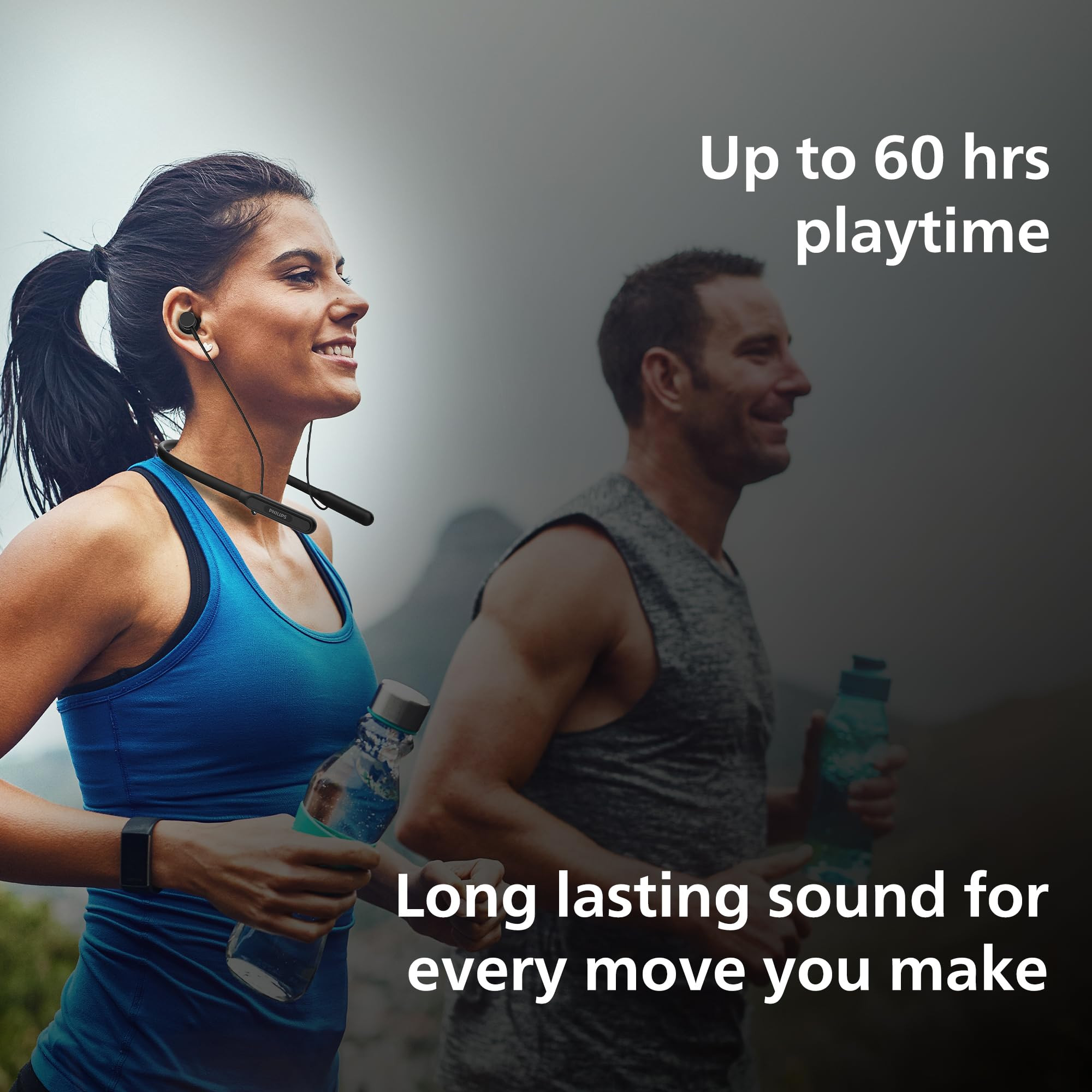 PHILIPS TAN1150BK94 Wireless Neckband with 60 Hr Playtime Fast Charging 13mm Deep Bass Drivers AI ENC Mic Multipoint Connectivity Bluetooth v53 IPX5 Water Resistance Deep Black
