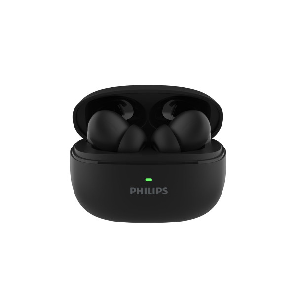 Image of PHILIPS TAT1150BK/94 Premium Wireless Earbuds with ANC, Quad Mic ENC, Up to 55 Hr Playtime,13mm Neodymium Drivers,Multipoint, ergonomically Designed,IPX5 Water Resistance,Fast Charging (Deep Black)