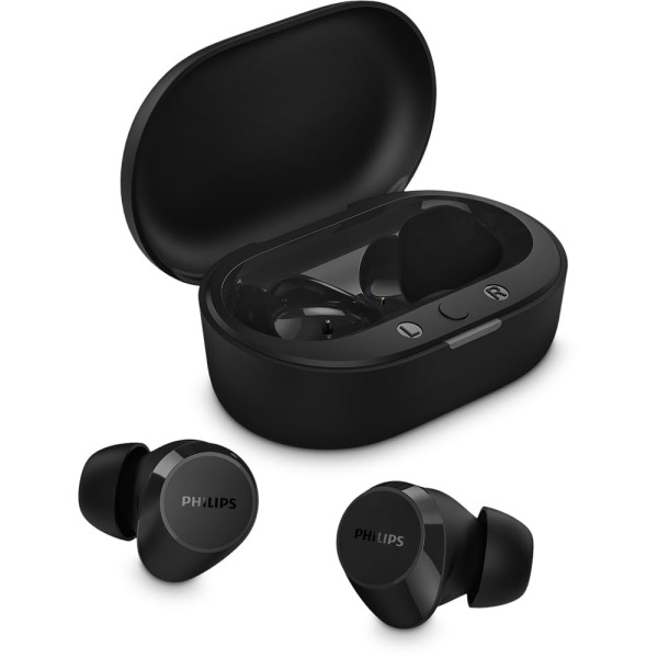 Image of PHILIPS TAT1209BK/00 True Wireless Earbuds, in-Ear Active Noise Cancelling Bluetooth v5.3 Earphones with Mic, 18H Play Time, Shank Shape, IPX4, Touch Controls &amp; Charging Case for iPhone/iPad (Black)