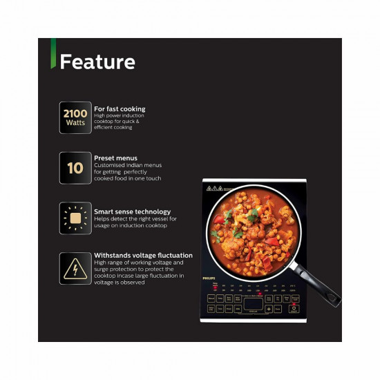 Philips Viva Collection Hd4938 01 2100 Watt Glass Induction Cooktop With Sensor Touch Black