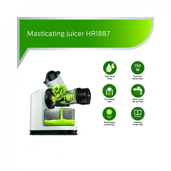 Philips Viva Collection Masticating juicer HR188781 XL Tube 70 mm Quick Clean