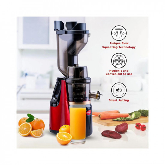 Pigeon by Stovekraft Cold Press Slow Juicer 150W Low Heat Motor Nutrient Rich Juice All-in-1 Fruits Vegetable Juicer Maximum Juice Extraction Auger Separate Juice Pulp Cups 2 Year Warranty