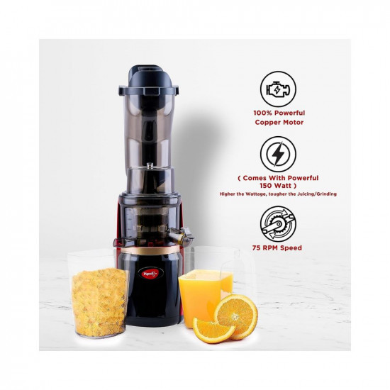 Pigeon by Stovekraft Cold Press Slow Juicer 150W Low Heat Motor Nutrient Rich Juice All-in-1 Fruits Vegetable Juicer Maximum Juice Extraction Auger Separate Juice Pulp Cups 2 Year Warranty