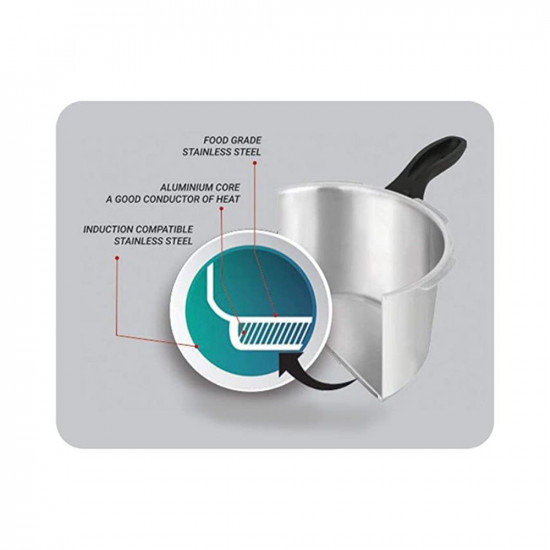 Pigeon By Stovekraft Special Stainless Steel Pressure Cooker with Outer Lid Induction and Gas Stove Compatible 2 3 5 Litre Capacity for Healthy Cooking Silver